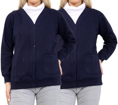 WOOD QUAIL Girls School Cardigan (Pack of 2) Kids Button Cardigan Button Fleece Schoolwear Kids Uniform Sweatshirts UK Size 5-13 Years