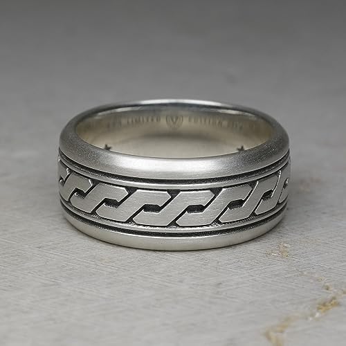 Woven Band Ring Wheat Braided Style Cuban Link Chain Anti-Stress Spinner Silver Jewelry Knitted Pattern Comfort Fit Excellent Quality Accessories Gift