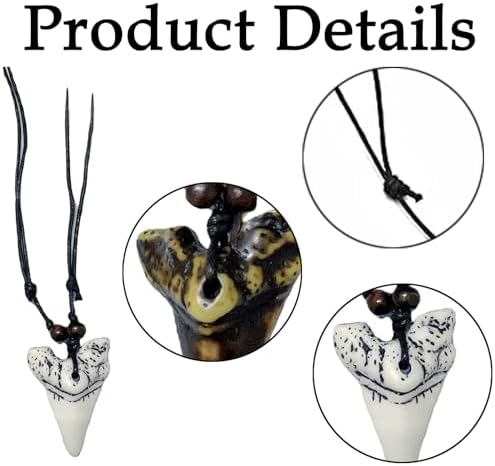 WPCSM 2 Pcs Shark Tooth Necklace Shark Tooth Shark Necklace Surfer Necklaces Clothing Accessories Gift For Surfing Enthusiasts Beach Jewellery For Kids Adults Boys Girls