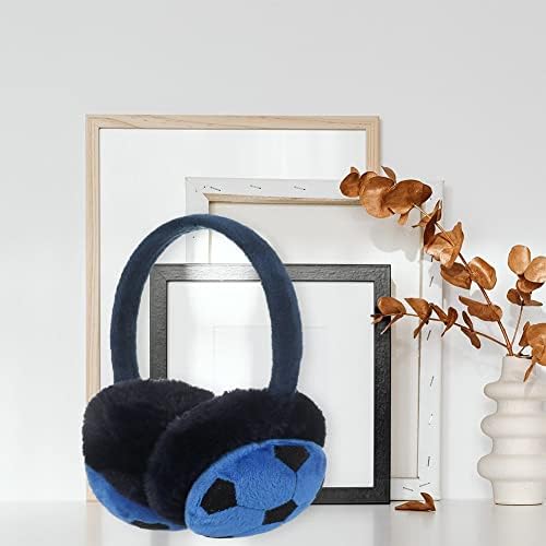 Wudaizhi Kids Earmuffs Cartoon Football Earmuff Winter Warm Earmuffs Outdoor Skiing Ear Muff Soft Plush Earmuffs