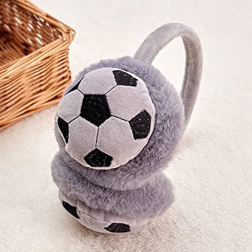 Wudaizhi Kids Earmuffs Cartoon Football Earmuff Winter Warm Earmuffs Outdoor Skiing Ear Muff Soft Plush Earmuffs