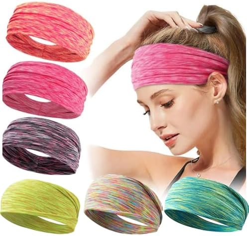 Wyy 6pcs Sports Headband Women Headband Man Headband Hair Band for Teenagers Women Man Non Slip Wicking Stretchy Head Band for Sports Yoga Dancing Running Cycling (pink)