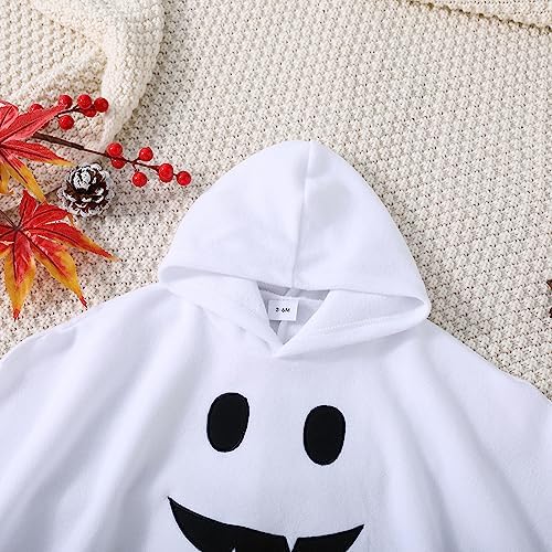 Xeadoffubio 2Pcs Toddler Girls Boys Halloween Costume Halloween Ghost Outfits Cape Cloaks Ghost Print Cloak Hoodies And Long Pants Halloween Clothes Set