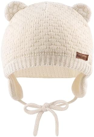 XIAOHAWANG Baby Earflap Beanie Hat Soft Baby Boy Knit Beanies Cute Bear Infant Toddler Girl Hats Autumn Winter
