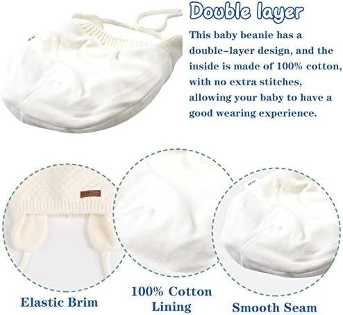 XIAOHAWANG Baby Earflap Beanie Hat Soft Baby Boy Knit Beanies Cute Bear Infant Toddler Girl Hats Autumn Winter