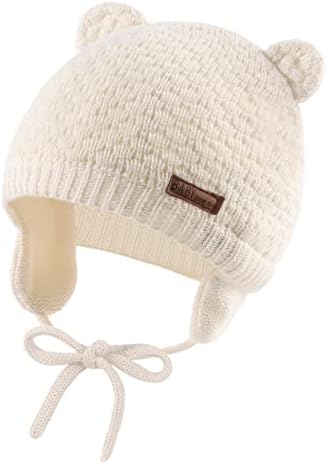 XIAOHAWANG Baby Earflap Beanie Hat Soft Baby Boy Knit Beanies Cute Bear Infant Toddler Girl Hats Autumn Winter