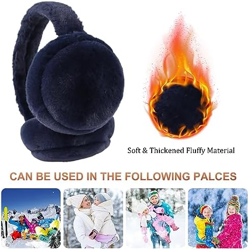 XIAOHAWANG Fluffy Ear Muff For Women Plush Foldable Earmuffs Kids Winter Earmuffs Girls Boys Cold Weather Ear Warmer