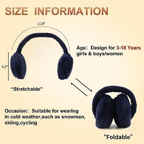 XIAOHAWANG Fluffy Ear Muff For Women Plush Foldable Earmuffs Kids Winter Earmuffs Girls Boys Cold Weather Ear Warmer