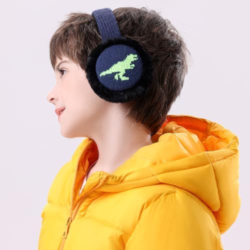 XIAOHAWANG Kids Boy Warm Earmuffs For Children Girl Winter Ear Muffs Cold Weather Ear Warmer B-navy Green One Size