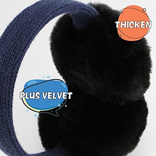 XIAOHAWANG Kids Boy Warm Earmuffs For Children Girl Winter Ear Muffs Cold Weather Ear Warmer B-navy Green One Size