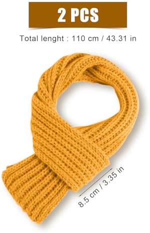 XIHIRCD 2pcs Kids Scarf Winter Neck Warmer Soft Small Knitted Scarves Reusable Winter Clothing Wear For Toddlers Boys Girls Children In Cold Weather (Ginger Green)