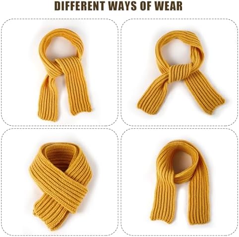 XIHIRCD 2pcs Kids Scarf Winter Neck Warmer Soft Small Knitted Scarves Reusable Winter Clothing Wear For Toddlers Boys Girls Children In Cold Weather (Ginger Green)