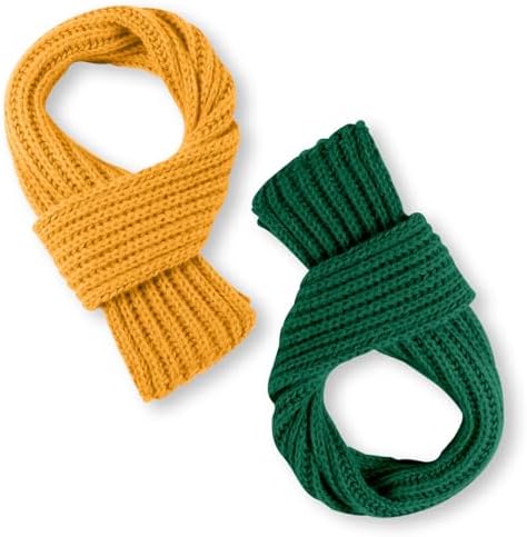 XIHIRCD 2pcs Kids Scarf Winter Neck Warmer Soft Small Knitted Scarves Reusable Winter Clothing Wear for Toddlers Boys Girls Children in Cold Weather (Ginger Green)