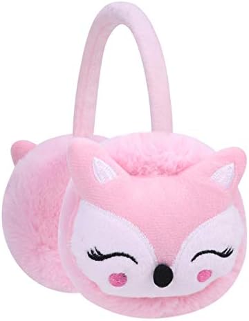 XINCHIA Girls Boys Earmuffs Winter Cartoon Fox Cute Plush Fleece Children Ear Muffs Warm Soft for Kids Warmer Protection Earflaps Adjustable Birthday Xmas Gift Fashion Pink One Size