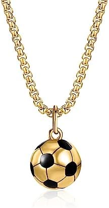 Xinjieda Football Pendant Boys Gift Necklace - Stainless Steel - Soccer Team Gift