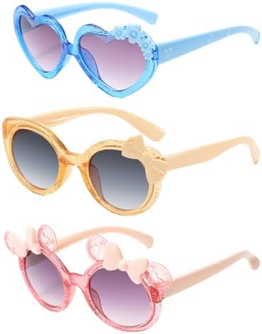 XLTXWD 3PCS Toddler Sunglasses Kids Sunglasses Girls Kids Outdoor Beach Camping Beach Suitable for Girls a Good Choice as Gift