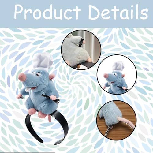 XLTXWD Ratatouille Headband Cute Mouse Ears Hair Accessories For Girls And Women Themed Parties Cosplay Events Photo Shoots Gifting