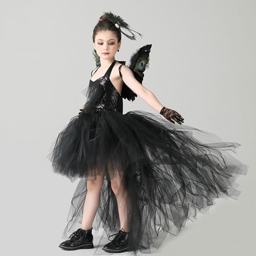 XNIVUIS Black Lace Gloves For Girls Kids Lace Gloves Flower Girl Gloves With Ear Clips Girls Halloween Lace Gloves Short Gloves For Cosplay Party Fancy Dress Costume Accessory