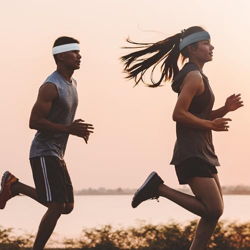 XOKL 6 Pcs Sports Headband Yoga Headband Elastic Headbands Sweat Bands Mix Colour Elastic Headbands For Women Man-Black/White/Gray