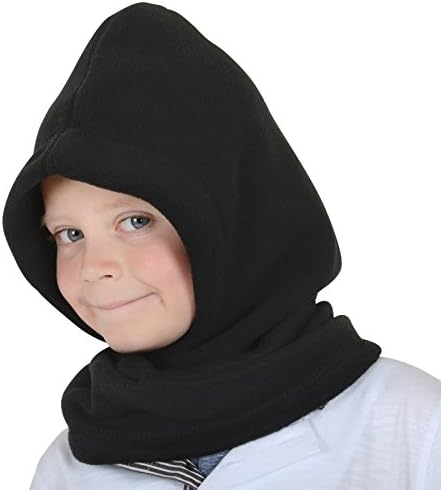 XSS Childrens Polar Fleece Hood Snood Balaclava Neck Winter Warmer Hat Mask - Black