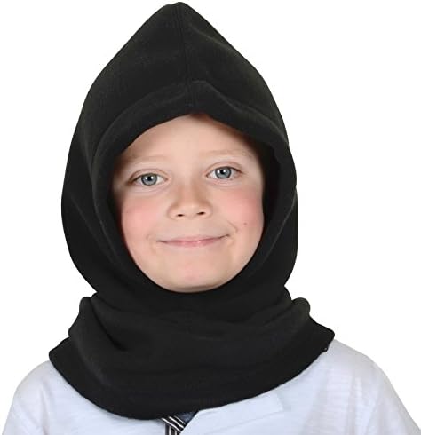XSS Childrens Polar Fleece Hood Snood Balaclava Neck Winter Warmer Hat Mask - Black