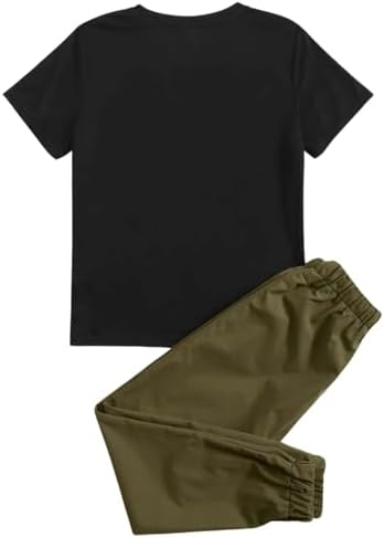 Xumplo Boys 2 Piece Outfits Kids Short Sleeve T-shirt And Trousers Clothes Set Tween Boy Tracksuit Clothing 5-12Y