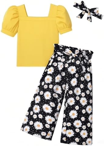 Xumplo Girls Clothes Set Kids Summer Outfit Sleeveless Tie Knot Tank Top and Shorts Clothing Sets 5-14Y