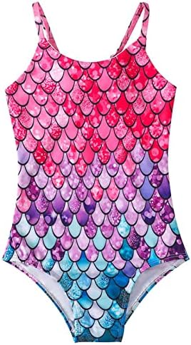 Xumplo Girls Swimming Costume One Piece Swimsuit Kids Bathing Suit Mermaid Swimwear Age 2-12 Years