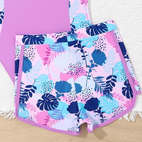 Xumplo Girls Swimming Costume Tween Girl One Piece Swimsuit With Shorts Young Girls Floral Swimwear Bathing Suit