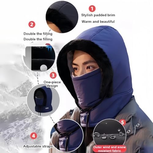 Yagerod Plush-Lined Thickened Thermal Hat With Face Mask For Men And Women Mützen Damen 4-in-1 Thickened Windproof Face Mask Hat Lightweight And Breathable For Cold Weather Skiing Outdoor(Black)
