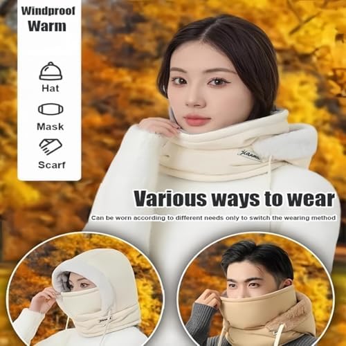 Yagerod Plush-Lined Thickened Thermal Hat With Face Mask For Men And Women Mützen Damen 4-in-1 Thickened Windproof Face Mask Hat Lightweight And Breathable For Cold Weather Skiing Outdoor(Black)
