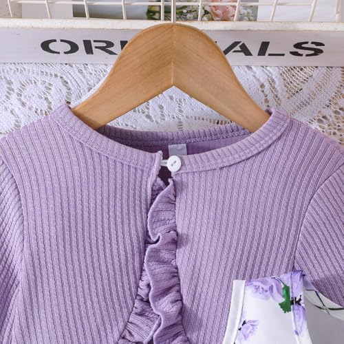 Yanmucy Little Girls Dresses With Cardigan Sets 2PCS Baby Girls Floral Dresses Kids Long Sleeve Coat Clothes For 2-12 Years