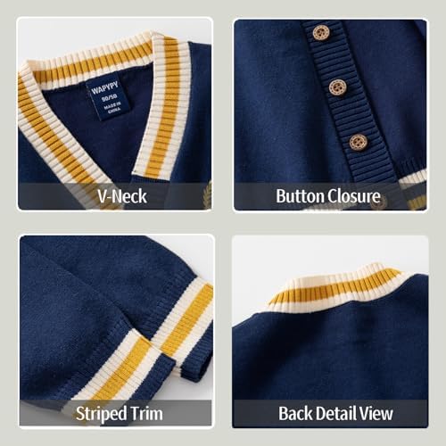 Yaopelky Boys Cardigan Sweater Button Up V Neck Knit Outerwear Long Sleeve Coat Embroidered Casual Jacket