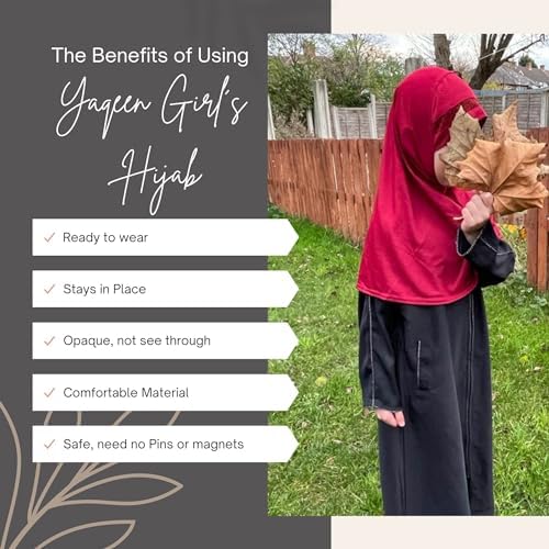 Yaqeen Girls Instant Headscarf Hijab Al Amira With Glitter Borde Readymade Pull On Scarf Ideal For Any Occassion School/nursery
