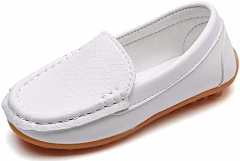 Yeeteepot Kids Leather Loafers Boys Girls Slip On Moccasins Anti-Slip Boat Shoes Casual Dress Shoes Flat Breathable Oxford Shoes