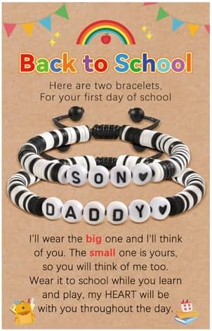 YELUWA First Day of School Bracelet Gift Back to School Bracelet Mommy and Me Bracelets Mother Daughter Bracelet Daddy Son First Day of Kindergarten Bracelet Back to School Gifts for Daughter Son