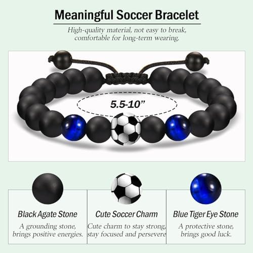 YELUWA Football Gifts For Boys Football Bracelets For Boy 18th Birthday Gifts For Boys 8 9 10 11 12 13 14 15 16 Years Old Son Grandson Nephew Brother Natural Stone Bracelets