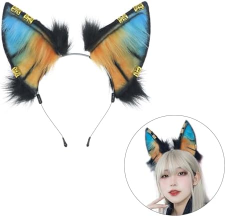 YHAILI Subculture Wolf Ear Hairband With Earring Woman Teens Headbands For Movie Enthusiasts Animes Theme Gatherings Hairband