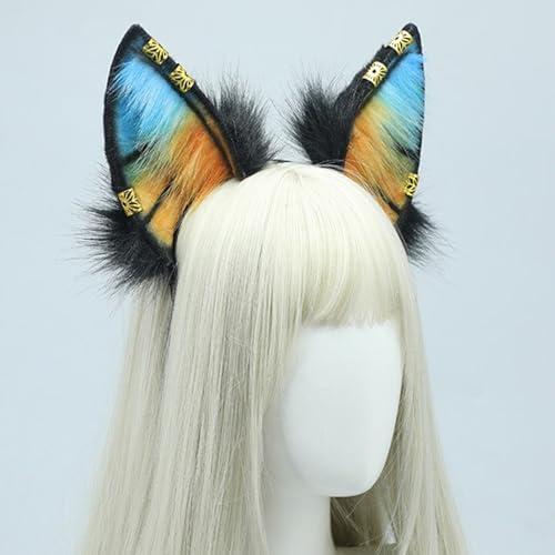 YHAILI Subculture Wolf Ear Hairband With Earring Woman Teens Headbands For Movie Enthusiasts Animes Theme Gatherings Hairband