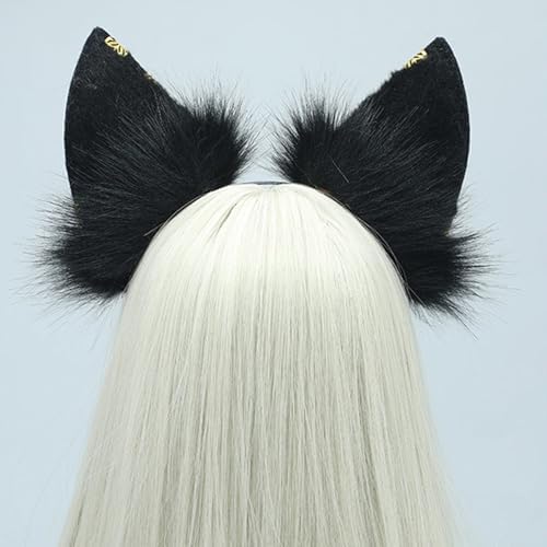 YHAILI Subculture Wolf Ear Hairband With Earring Woman Teens Headbands For Movie Enthusiasts Animes Theme Gatherings Hairband