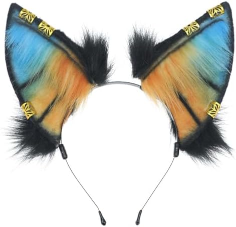 YHAILI Subculture Wolf Ear Hairband With Earring Woman Teens Headbands For Movie Enthusiasts Animes Theme Gatherings Hairband