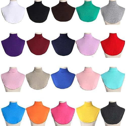 YIBOZI Womens Muslim Modal Turtleneck Fake Collar Islamic Hijab Extensions Solid Color Mock Neck Cover Half Top Detachable Hijab Neck Warmer False Collar