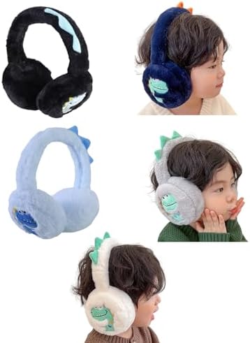 YIZITU Girls Boys Plush Earmuffs Cartoon Dinosaur Earmuffs Winter Warm Ear Covers For Boys And Girls Toddler Ear Warmers