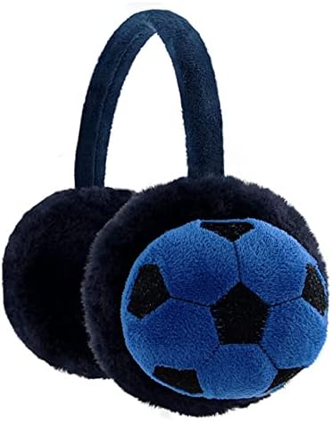 YJZQ Kids Earmuffs Football Pattern Ear Warmers Winter Warm Soccer Design Earmuffs Plush Cartoon Children's Earmuffs Fluffy Faux Fur Ear Warmers Protection Xmas Birthday Gifts