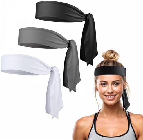 Ymapinc 3pcs Sport Headbands for Men Women Elastic Breathable Workout Head band Sweat Bands for Cycling Running Yoga Hiking Basketball Tennis Gymnastics Fitness Black White Dark Grey