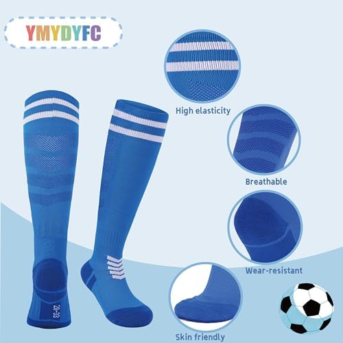 YMYDYFC Kids Football Socks Toddler Soccer Socks Boys Sports Socks Youth Knee High Socks Athletic Sock Girls Junior Running Training Rugby Hockey 4-12Years