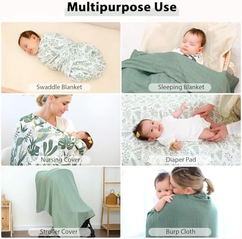 Yoofoss Large Muslin Cloths For Baby 120 X 120 Cm - 4-Pack Baby Swaddle Blanket Baby Blankets For Newborn Boys Girls