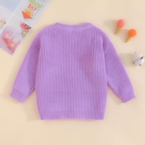 Yoolhamy Baby Girl Birthday Sweater Knitted Outfit Pullover Long Sleeve Sweatshirt Letter Embroidery Knitwear For Toddler Casual Kids Winter Clothes