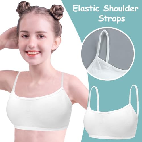 Young Girls Bras Cotton Teenage Underwear Removable Chest Pad Sports Training Bra Crop Tops For 7-12 Years Girls- 4 Pieces/4 Set