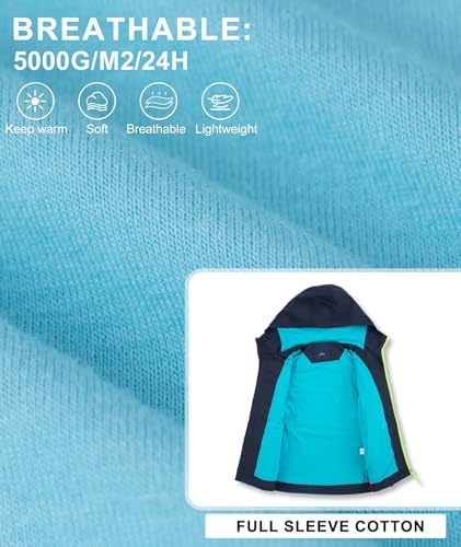 YoungSoul Boys Girls Waterproof Jackets Hooded Colorblocked Raincoat